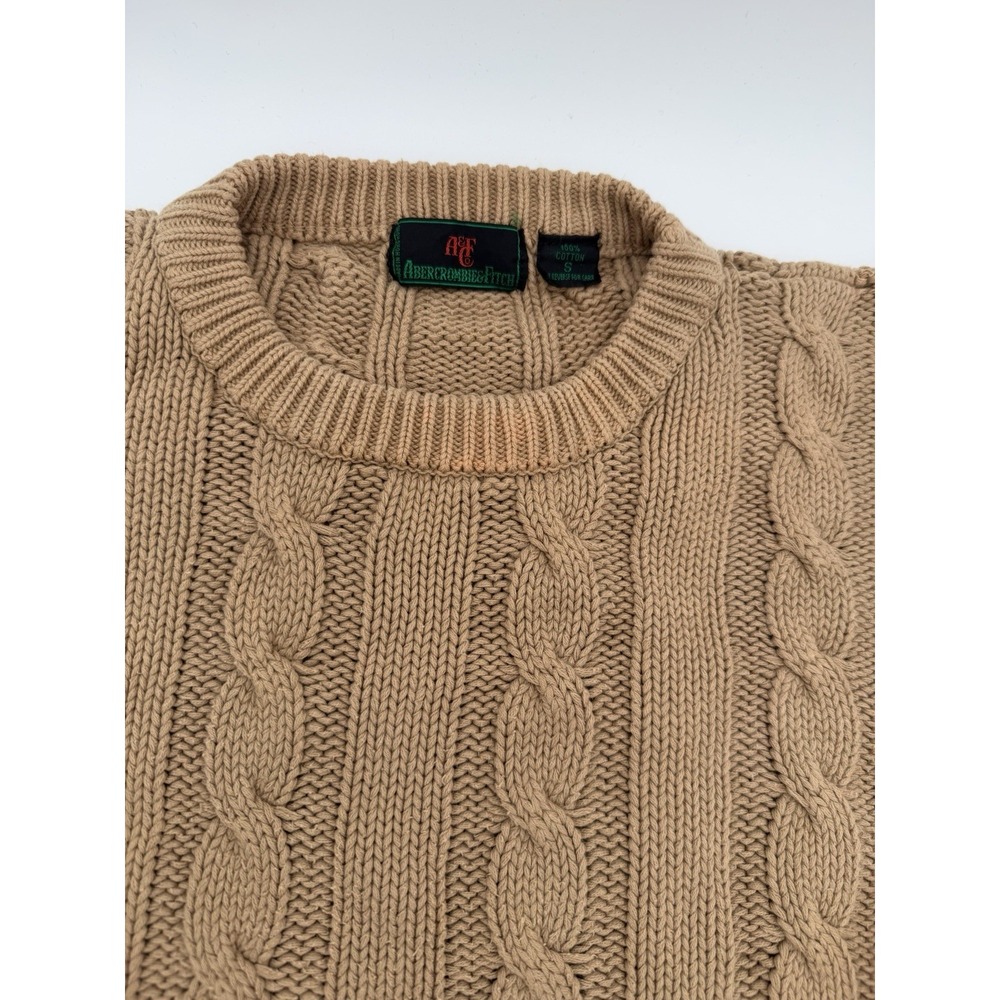 Abercrombie & Fitch Vintage Y2K Tan Brown Knit Sweater Women's Size Small Cotton - Picture 2 of 6